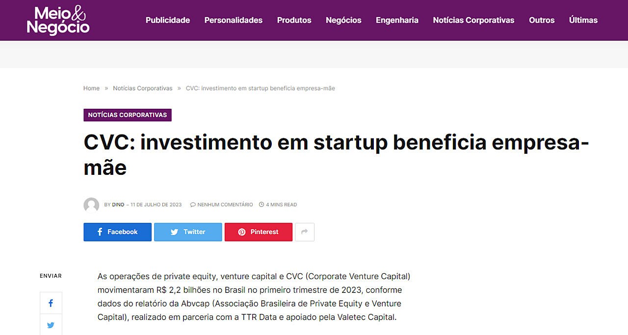 CVC: investimento em startup beneficia empresa-me